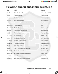 2010 Usc Track and Field Schedule