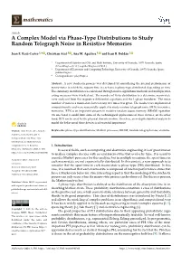 A Complex Model Via Phase-Type Distributions to Study Random Telegraph Noise in Resistive Memories