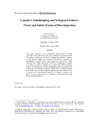 Canada's Antidumping and Safeguard Policies: Overt and Subtle Forms Of