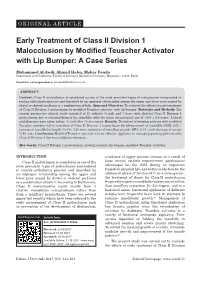 Early Treatment of Class II Division 1 Malocclusion by Modified Teuscher Activator with Lip Bumper: a Case Series
