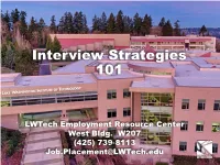 Interview Strategies 101