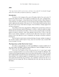JOB Introduction: the Importance of the Book in the Canon