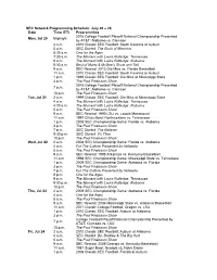 SEC Network Programming Schedule