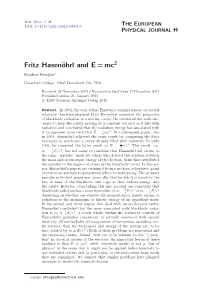 Fritz Hasenöhrl and E=Mc2