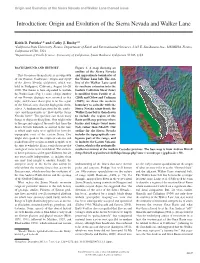Introduction: Origin and Evolution of the Sierra Nevada and Walker Lane