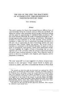 The Fracturing of Authoritative 11Bbi Knowledge in Twentieth-Century India'