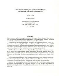 The Persistent Object System Metastore: Persistence Via Metaprogramming