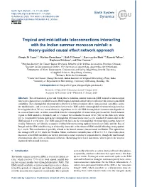 Tropical and Mid-Latitude Teleconnections Interacting with the Indian Summer Monsoon Rainfall: a Theory-Guided Causal Effect Network Approach