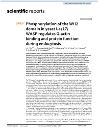 WASP Regulates G‑Actin Binding and Protein Function During Endocytosis J