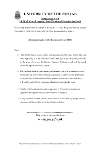 (5 Years Program) Part-III Annual Examination 2019