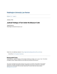 Judicial Findings of Fact Under the Missouri Code