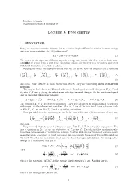 Lecture 8: Free Energy