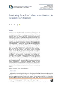Re-Viewing the Role of Culture in Architecture for Sustainable Development