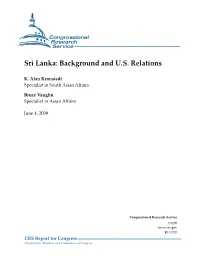 Sri Lanka: Background and U.S