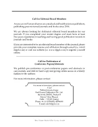 Call for Editorial Board Members As You Are
