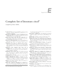 Complete List of Literature Cited* Compiled by Franz Stadler