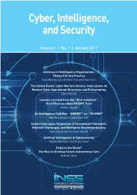 Cyber, Intelligence, and Security