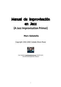 Manual De Improvisación En Jazz (A Jazz Improvisation Primer)