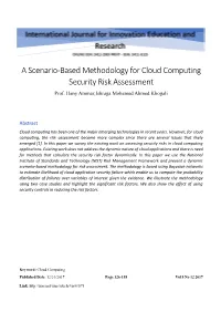 A Scenario-Based Methodology for Cloud Computing Security Risk