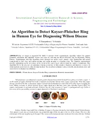 An Algorithm to Detect Kayser-Fleischer Ring in Human Eye for Diagnosing Wilson Disease
