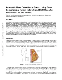 Automatic Mass Detection in Breast Using Deep Convolutional Neural Network and SVM Classiﬁer Md