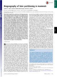 Biogeography of Time Partitioning in Mammals SPECIAL FEATURE