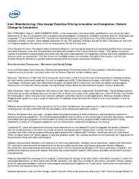 Intel: Manufacturing, Chip Design Expertise Driving Innovation and Integration, Historic Change to Computers