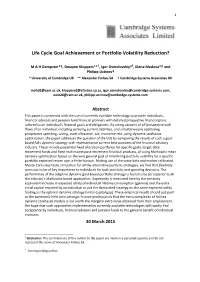 Lifecycle Goal Achievement of Portfolio Volatility Reduction?
