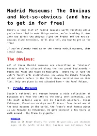 Madrid Museums: the Obvious and Not-So-Obvious (And How to Get in for Free)