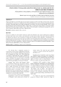 Post-Structuralism and Psychological Research On/Through the Internet