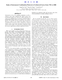 Study of Instrument Combination Patterns in Orchestral Scores from 1701 to 2000