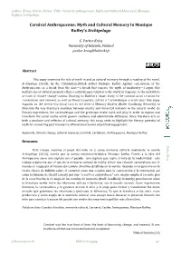 Carnival Anthropocene: Myth and Cultural Memory in Monique Roffey’S Archipelago