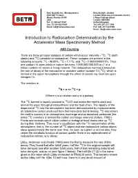 Introduction to Radiocarbon Determination by the Accelerator Mass Spectrometry Method