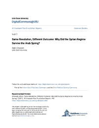 Why Did the Syrian Regime Survive the Arab Spring?