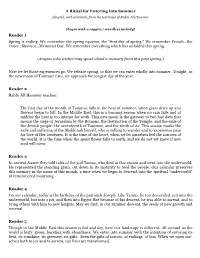 A Ritual for Entering Into Summer Reader 1 Spring Is Ending. We Remember the Spring Equinox