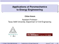 Applications of Poromechanics to Energy Engineeering