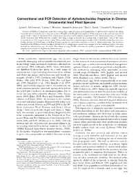 Conventional and PCR Detection of Aphelenchoides Fragariae in Diverse Ornamental Host Plant Species