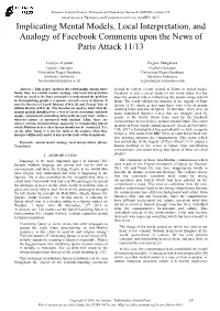 Implicating Mental Models, Local Interpretation, and Analogy of Facebook Comments Upon the News of Paris Attack 11/13