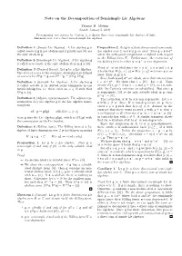 Note on the Decomposition of Semisimple Lie Algebras