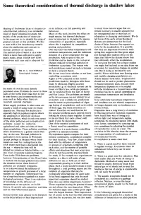 Some Theoretical Considerations of Thermal Discharge in Shallow Lakes