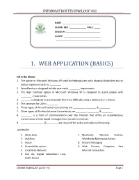 1. Web Application (Basics)