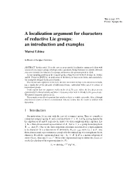 A Localization Argument for Characters of Reductive Lie Groups: an Introduction and Examples Matvei Libine