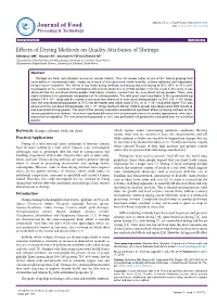Effects of Drying Methods on Quality Attributes of Shrimps