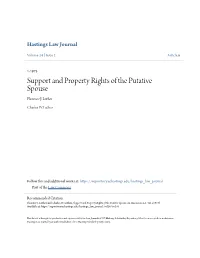 Support and Property Rights of the Putative Spouse Florence J