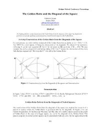The Golden Ratio and the Diagonal of the Square