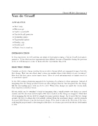 Experiment 4 Van De Graaﬀ