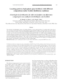 Leaching Pattern of Phosphate Glass Fertilizers with Different Compositions Under Soxhlet Distillation Conditions