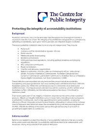 Protecting the Integrity of Accountability Institutions Background