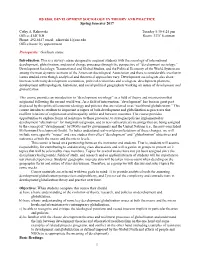 RS 8500: DEVELOPMENT SOCIOLOGY in THEORY and PRACTICE Spring Semester 2017