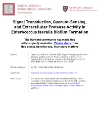 Signal Transduction, Quorum-Sensing, and Extracellular Protease Activity in Enterococcus Faecalis Biofilm Formation